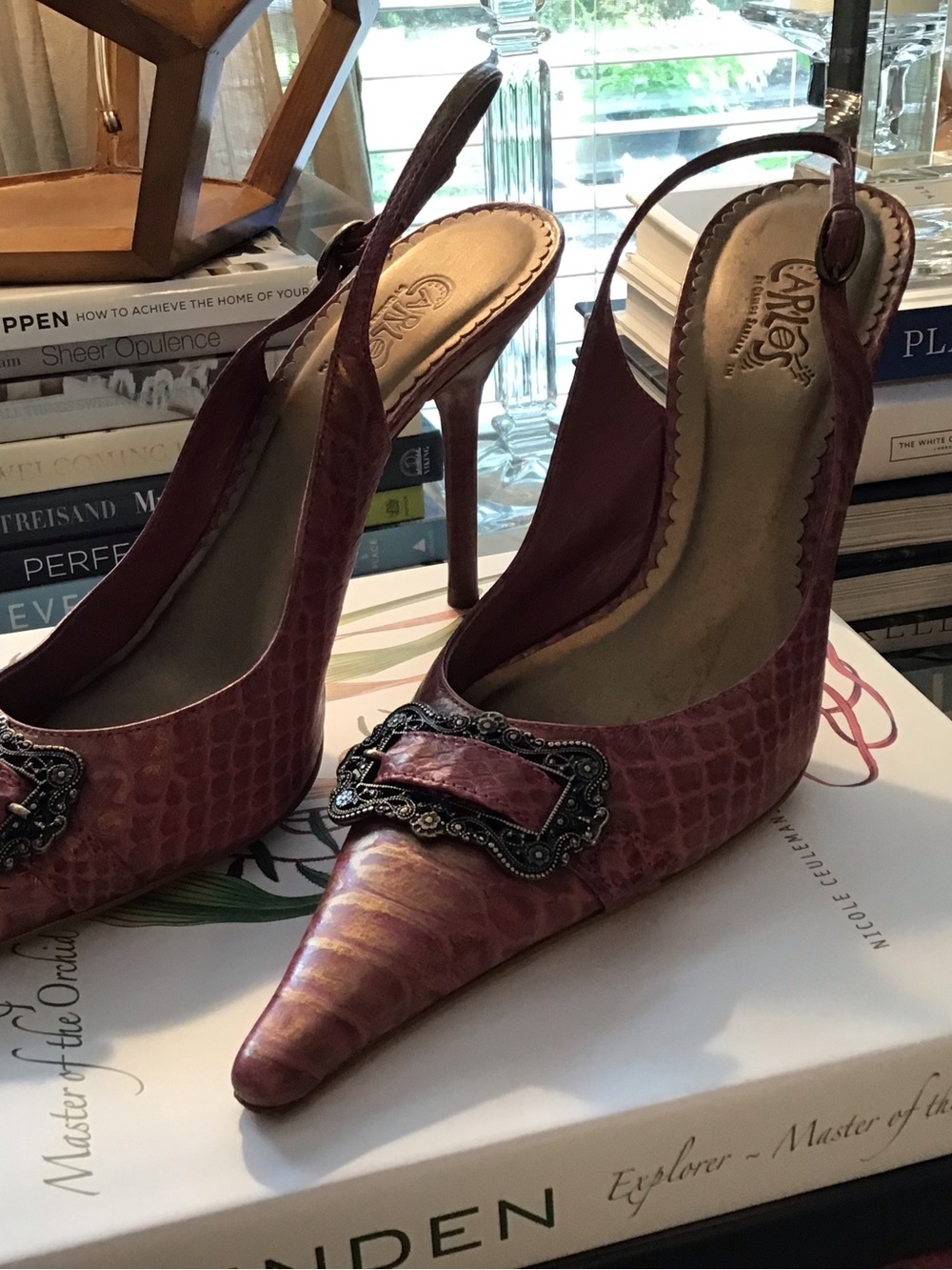 Arles by Carlos Santana Women's Rose/Pink Slingback Pointed-Toe Heels